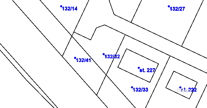 Parcela st. 132/32 v KÚ Nezabylice, Katastrální mapa