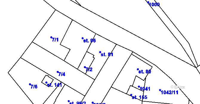 Parcela st. 81 v KÚ Přečaply, Katastrální mapa