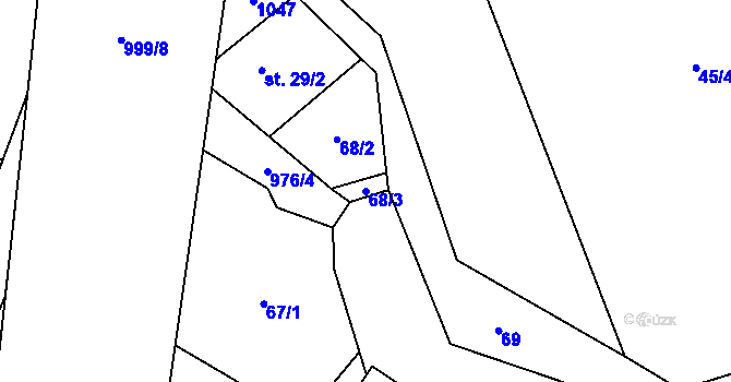 Parcela st. 68/3 v KÚ Přečaply, Katastrální mapa
