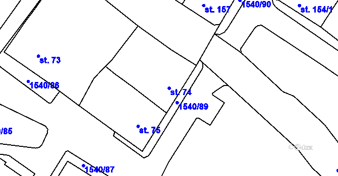Parcela st. 74 v KÚ Údlice, Katastrální mapa