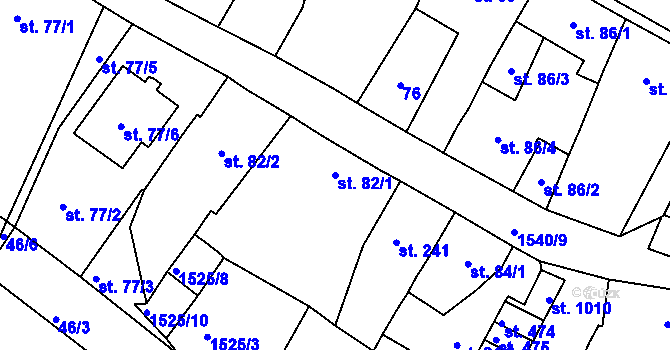Parcela st. 82/1 v KÚ Údlice, Katastrální mapa