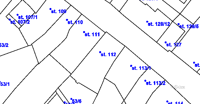 Parcela st. 112 v KÚ Údlice, Katastrální mapa