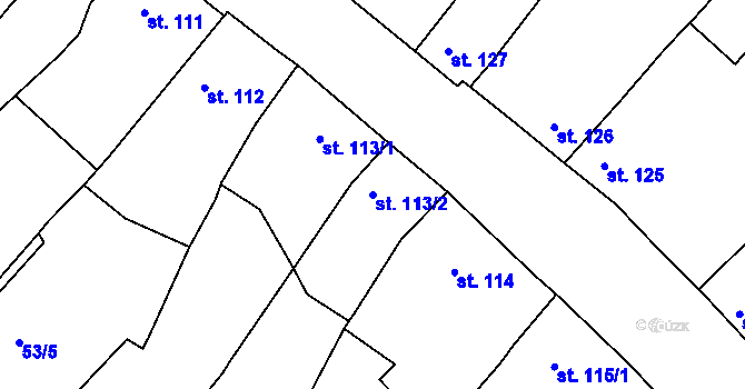 Parcela st. 113/2 v KÚ Údlice, Katastrální mapa