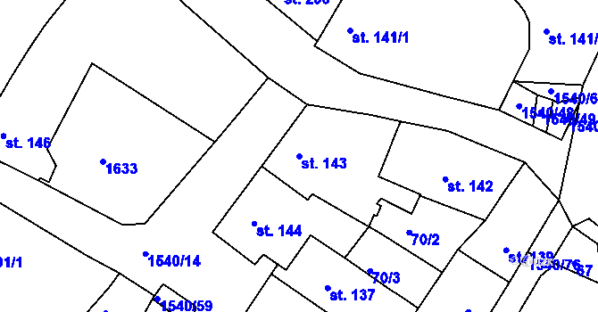 Parcela st. 143 v KÚ Údlice, Katastrální mapa