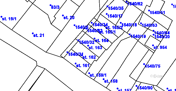 Parcela st. 163 v KÚ Údlice, Katastrální mapa