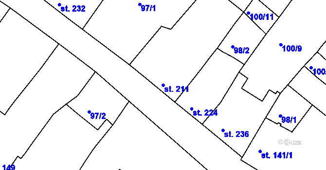 Parcela st. 211 v KÚ Údlice, Katastrální mapa