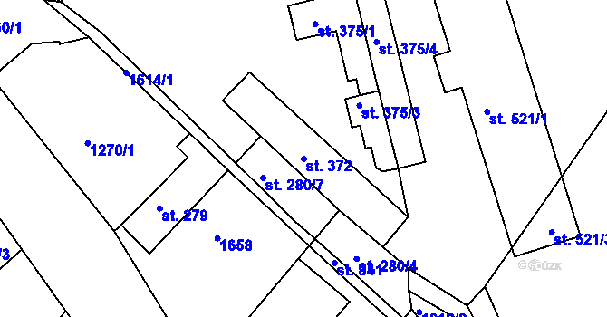 Parcela st. 372 v KÚ Údlice, Katastrální mapa