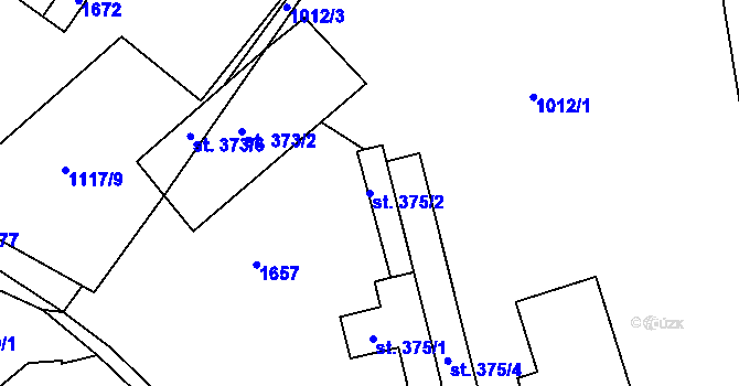Parcela st. 375/2 v KÚ Údlice, Katastrální mapa