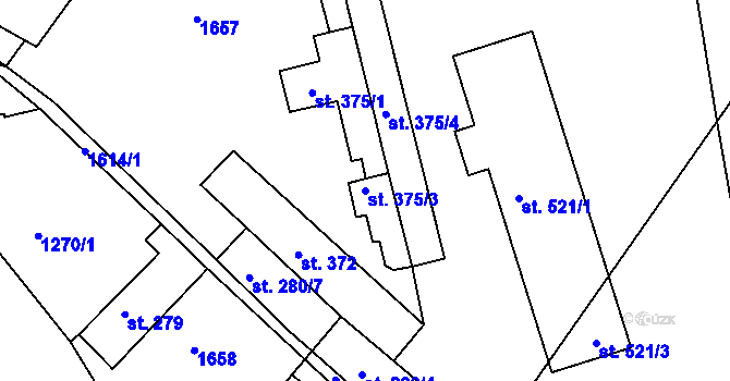 Parcela st. 375/3 v KÚ Údlice, Katastrální mapa