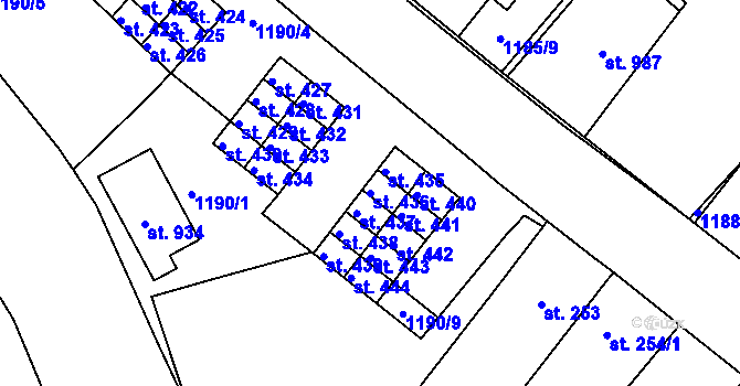 Parcela st. 436 v KÚ Údlice, Katastrální mapa