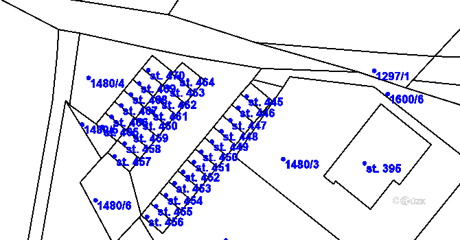 Parcela st. 447 v KÚ Údlice, Katastrální mapa