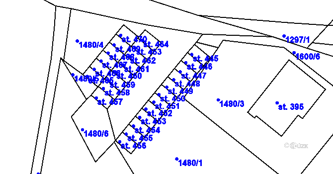 Parcela st. 449 v KÚ Údlice, Katastrální mapa