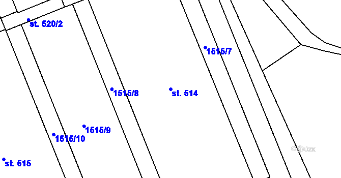 Parcela st. 514 v KÚ Údlice, Katastrální mapa