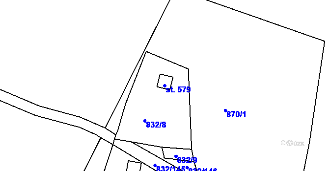 Parcela st. 579 v KÚ Údlice, Katastrální mapa