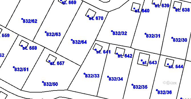 Parcela st. 641 v KÚ Údlice, Katastrální mapa