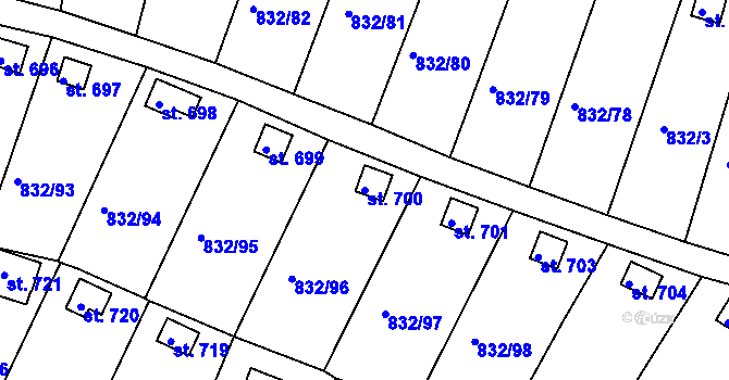 Parcela st. 700 v KÚ Údlice, Katastrální mapa
