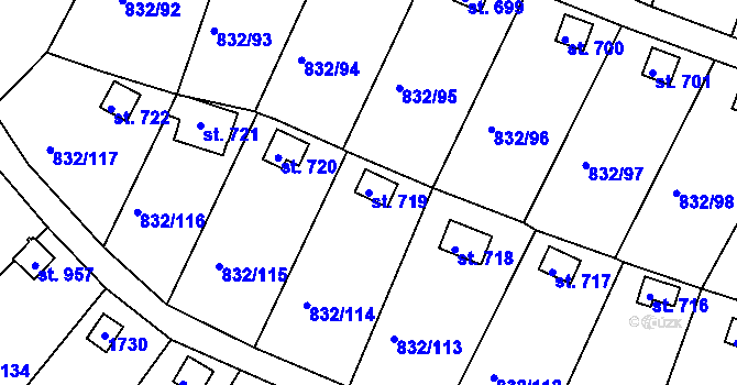 Parcela st. 719 v KÚ Údlice, Katastrální mapa