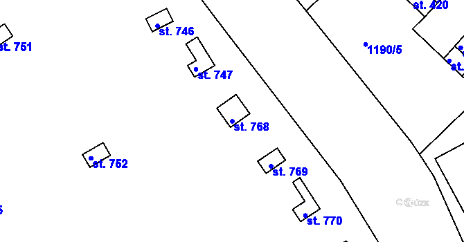 Parcela st. 768 v KÚ Údlice, Katastrální mapa
