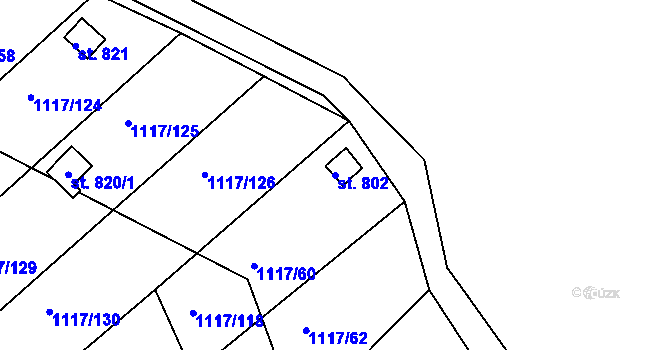 Parcela st. 802 v KÚ Údlice, Katastrální mapa