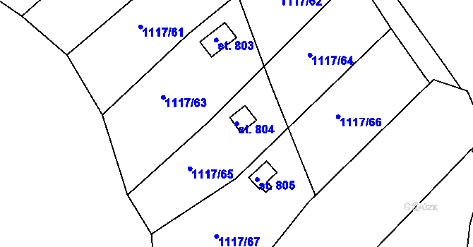 Parcela st. 804 v KÚ Údlice, Katastrální mapa