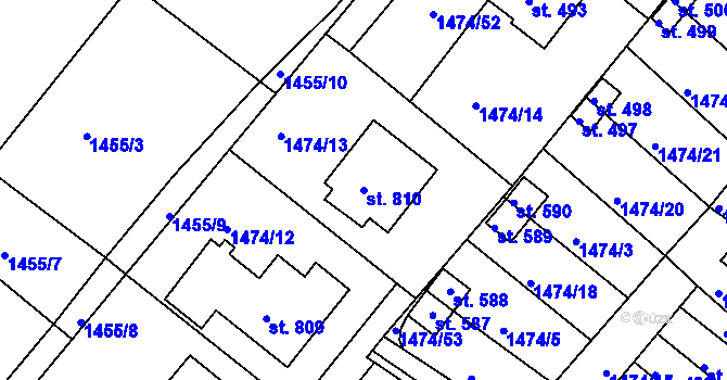 Parcela st. 810 v KÚ Údlice, Katastrální mapa