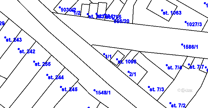 Parcela st. 1/1 v KÚ Údlice, Katastrální mapa