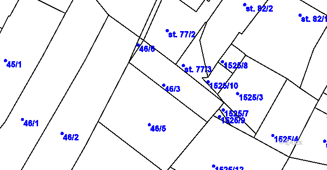 Parcela st. 46/3 v KÚ Údlice, Katastrální mapa