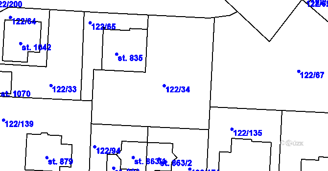 Parcela st. 122/34 v KÚ Údlice, Katastrální mapa