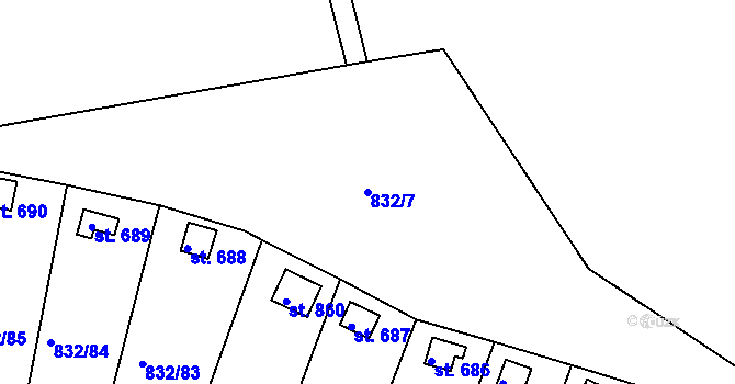 Parcela st. 832/7 v KÚ Údlice, Katastrální mapa
