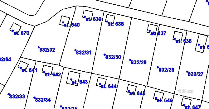 Parcela st. 832/30 v KÚ Údlice, Katastrální mapa