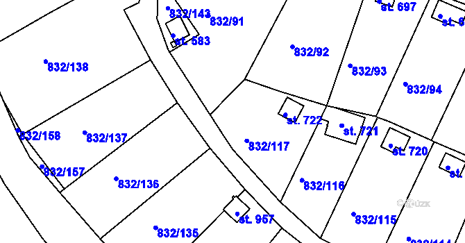 Parcela st. 832/118 v KÚ Údlice, Katastrální mapa