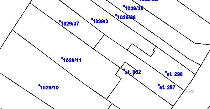 Parcela st. 1029/12 v KÚ Údlice, Katastrální mapa
