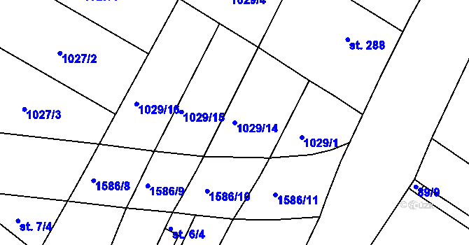 Parcela st. 1029/14 v KÚ Údlice, Katastrální mapa