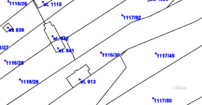 Parcela st. 1116/30 v KÚ Údlice, Katastrální mapa