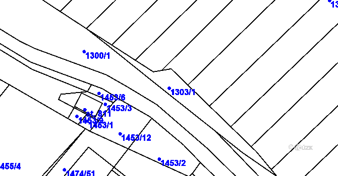 Parcela st. 1303/1 v KÚ Údlice, Katastrální mapa