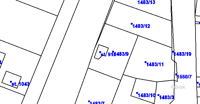 Parcela st. 915 v KÚ Údlice, Katastrální mapa