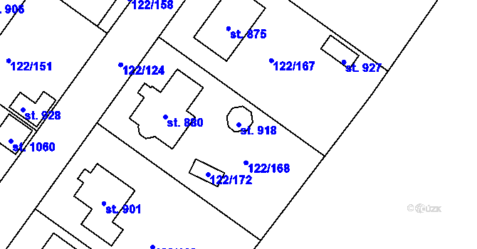 Parcela st. 918 v KÚ Údlice, Katastrální mapa