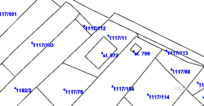 Parcela st. 972 v KÚ Údlice, Katastrální mapa