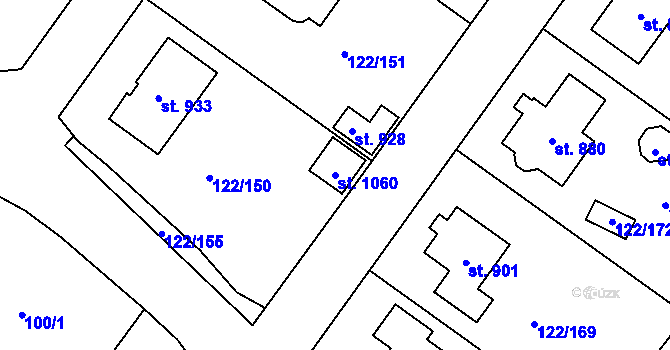 Parcela st. 1060 v KÚ Údlice, Katastrální mapa