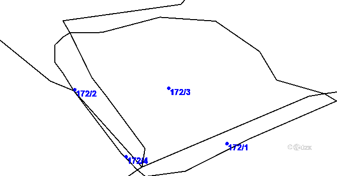 Parcela st. 172/3 v KÚ Údrč, Katastrální mapa