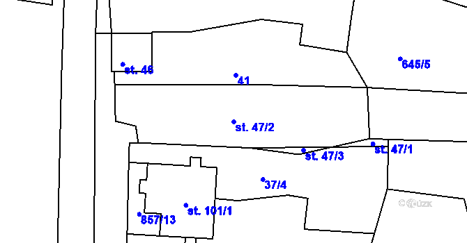 Parcela st. 47/2 v KÚ Údrč, Katastrální mapa