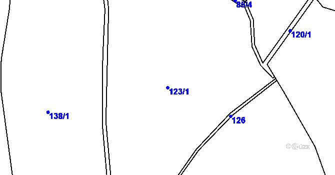 Parcela st. 123/1 v KÚ Údrč, Katastrální mapa