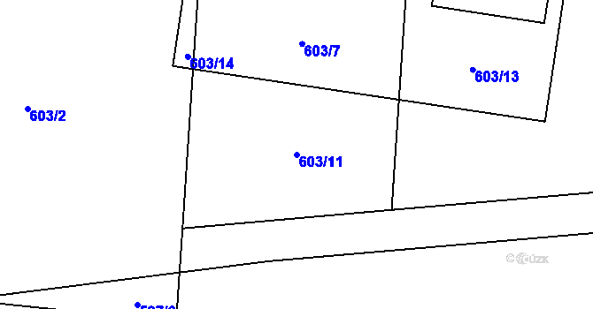 Parcela st. 603/11 v KÚ Údrč, Katastrální mapa