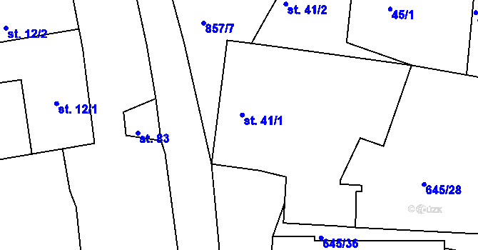 Parcela st. 41 v KÚ Údrč, Katastrální mapa