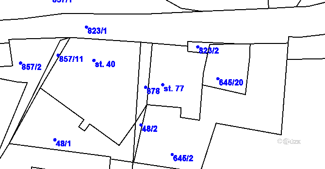 Parcela st. 77 v KÚ Údrč, Katastrální mapa