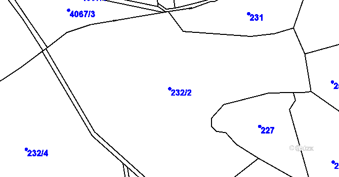 Parcela st. 232/2 v KÚ Údrč, Katastrální mapa