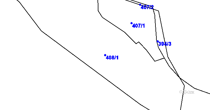 Parcela st. 408/1 v KÚ Údrč, Katastrální mapa