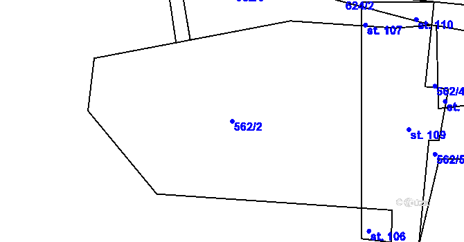 Parcela st. 562/2 v KÚ Údrč, Katastrální mapa