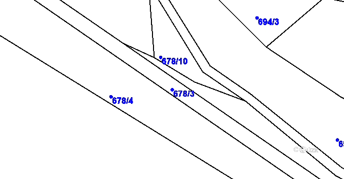 Parcela st. 678/3 v KÚ Údrč, Katastrální mapa
