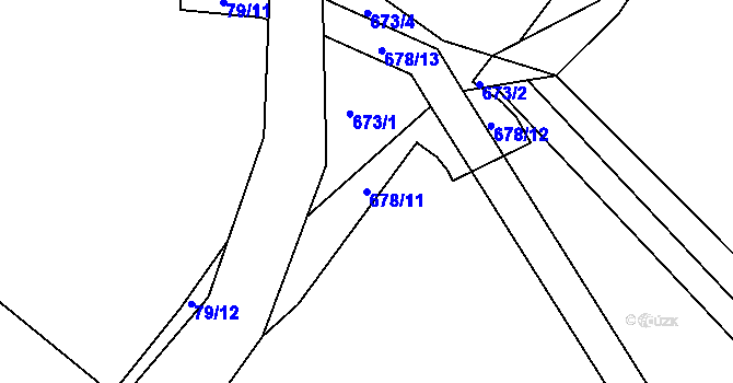 Parcela st. 678/11 v KÚ Údrč, Katastrální mapa